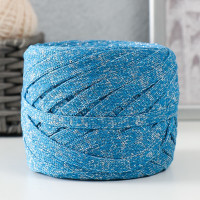 Шнур Риббон с люрексом 85м/170±5 гр ( Голубой, люрекс: Серебро)