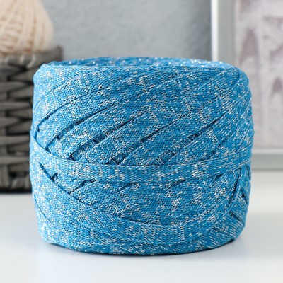 Шнур Риббон с люрексом 85м/170±5 гр ( Голубой, люрекс: Серебро)