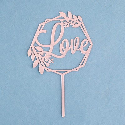 Топпер "Love", цветочный, розовое золото, Дарим Красиво