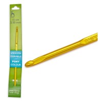 44707 Крючок вязальный COLOUR 3,5 мм/15 см, алюм. PONY