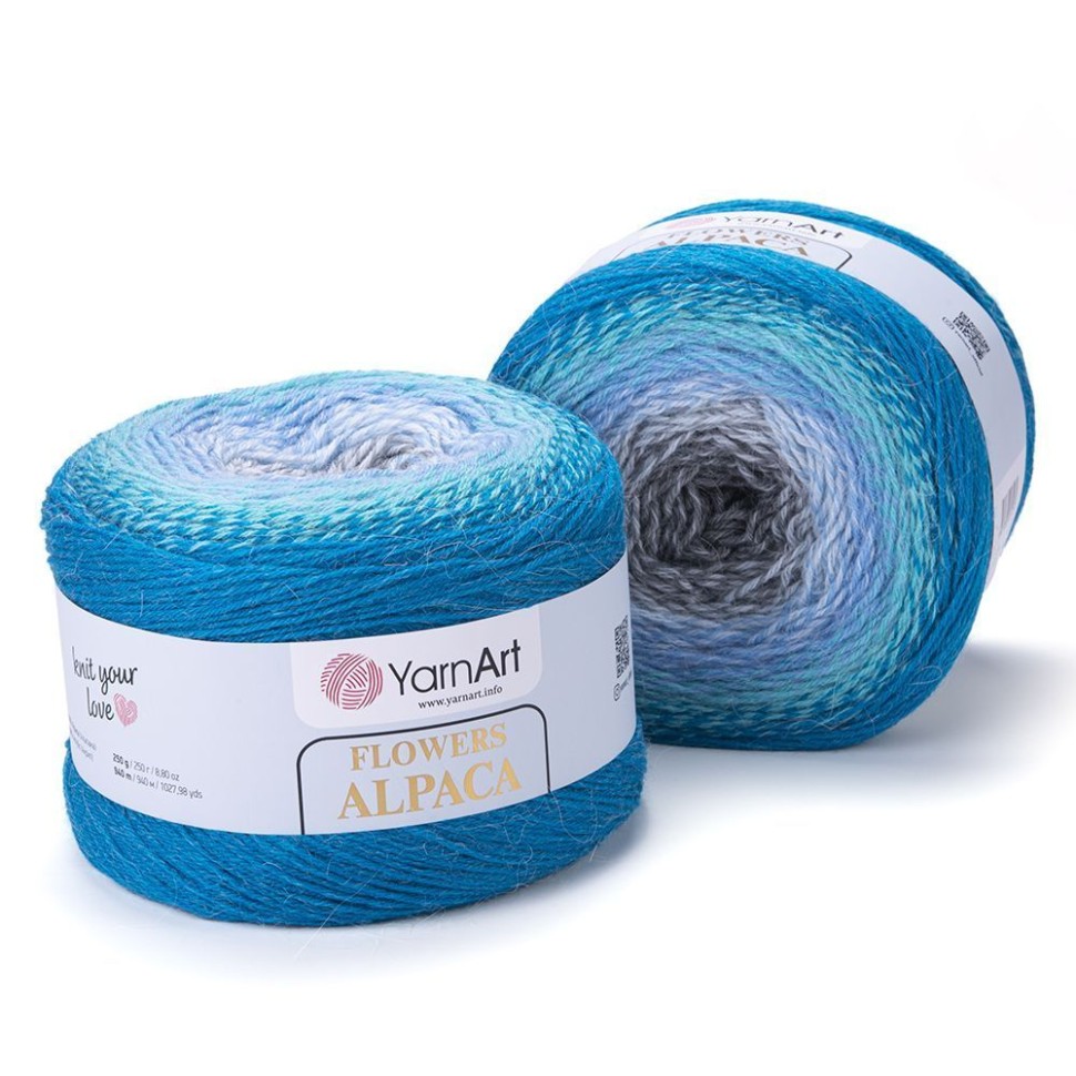 Flowers Alpaca YarArt - 429 (бир/голуб/серый)