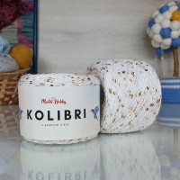 Kolibri с пайетками - 014 (белый с блест. золотыми пайетками)