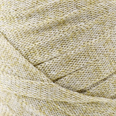 Шнур Риббон с люрексом 85м/170±5 гр (Белый, люрекс: Золото) Шнур Риббон с люрексом 85м/170±5 гр (Белый, люрекс: Золото)