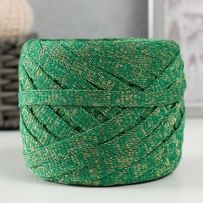 Шнур Риббон с люрексом 85м/170±5 гр (Нефрит, люрекс: Золото)