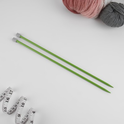 Спицы для вязания, прямые, d = 6 мм, 35 см, 2 шт, цвет зелёный