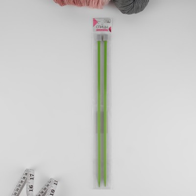 Спицы для вязания, прямые, d = 6 мм, 35 см, 2 шт, цвет зелёный