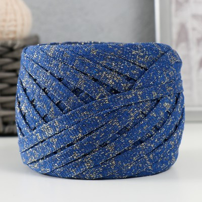 Шнур Риббон с люрексом 85м/170±5 гр (Сапфир, люрекс: Золото)