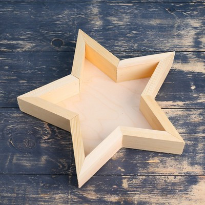 Кашпо деревянное 29×29×4.5 см "Звезда", натуральный Дарим Красиво