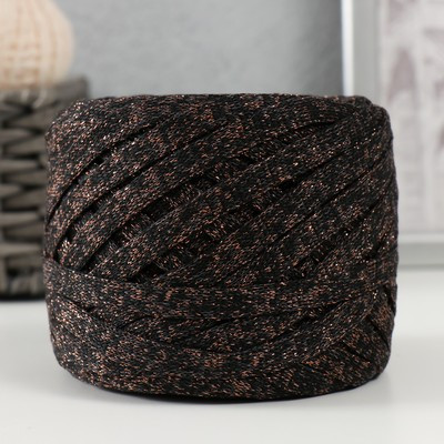 Шнур Риббон с люрексом 85м/170±5 гр (Черный, люрекс: Бронза)