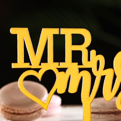 Топпер "Mr&Mrs" с сердцем, золото, Дарим Красиво