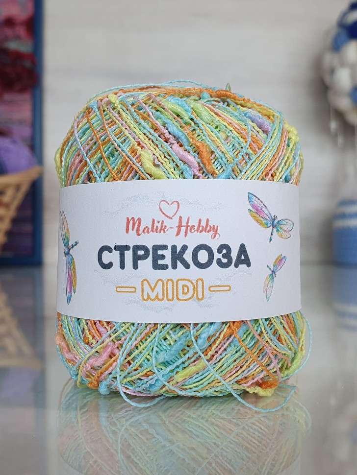 Стрекоза миди M&H - 015 (бирюз/оранж/желт/розов)