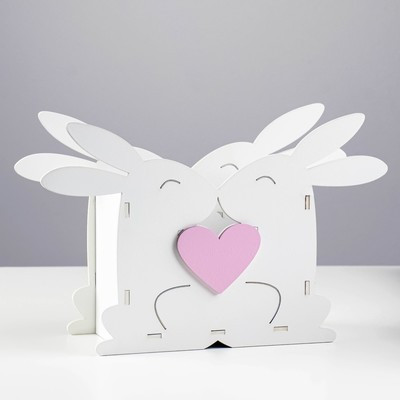 Кашпо деревянное "Зайчики" 16,5х25,4х8,6 см белый/розовый Кашпо деревянное "Зайчики" 16,5х25,4х8,6 см белый/розовый