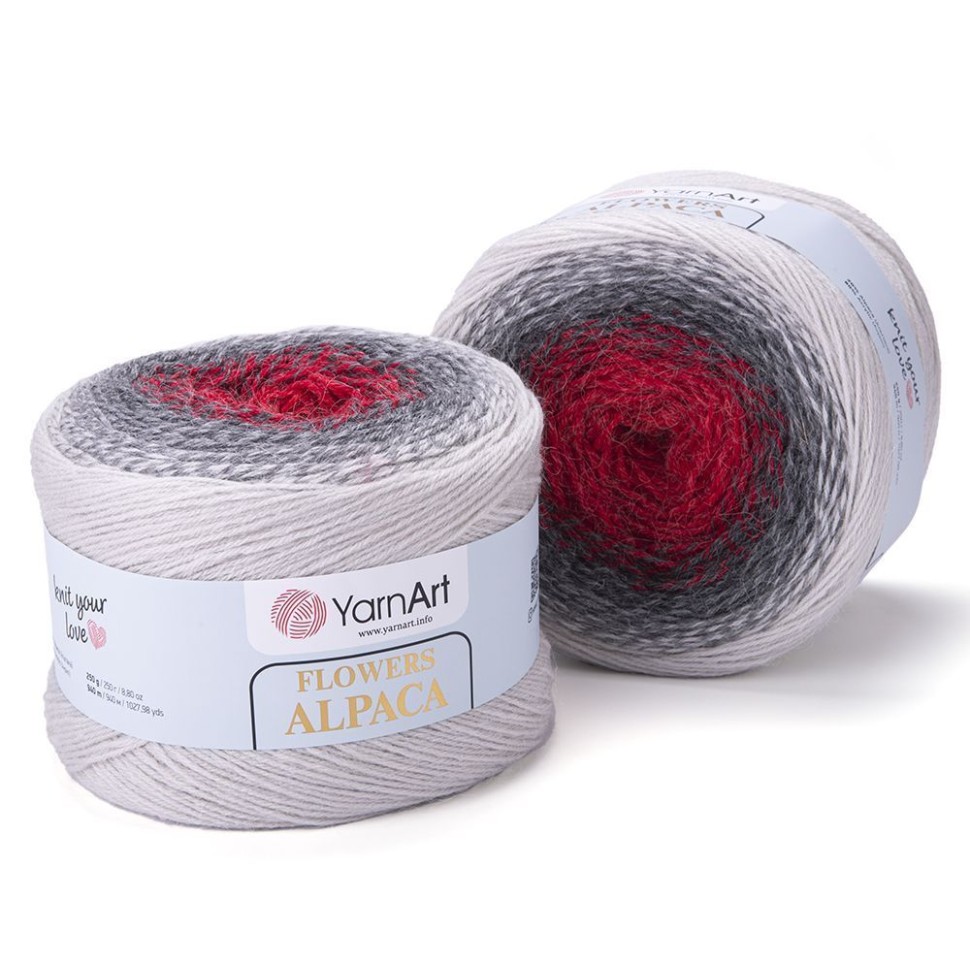 Flowers Alpaca YarArt - 436 (св серый/т.серый/красный)