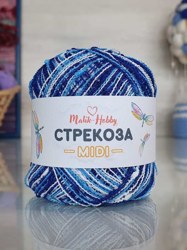 Стрекоза миди M&H - 016 (синий/белый/гол.бирюза)