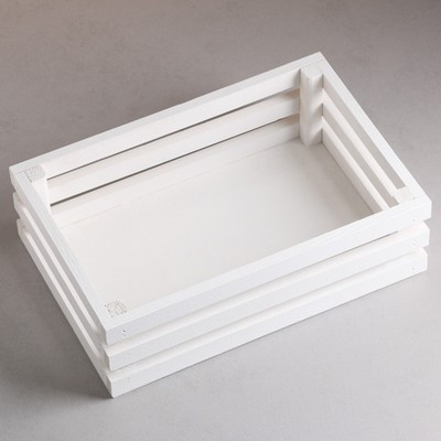 Кашпо деревянное 30×20×9.5 см "Classic", трёхреечное, белый Дарим Красиво Кашпо деревянное 30×20×9.5 см "Classic", трёхреечное, белый Дарим Красиво