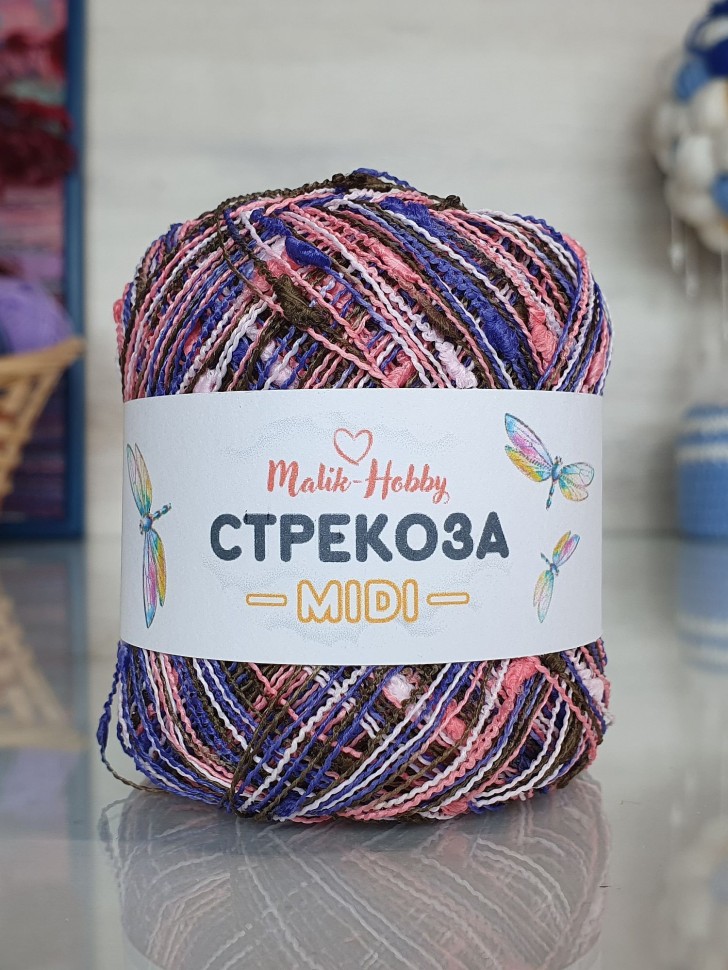 Стрекоза миди M&H - 020 (персик/тем.сирень/коричневый)