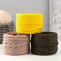 Трикотажная пряжа набор №11, 3х30 м, ширина 7-9 мм,100 гр (манго, темный хаки, темно-беж)