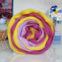 Полутонкая шерсть (для валяния) - 1509 (мульти(жёлт/св.фиал/т.циклам))