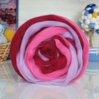 Полутонкая шерсть (для валяния) - 1510 мульти(винный/мальва/св.фиалка)