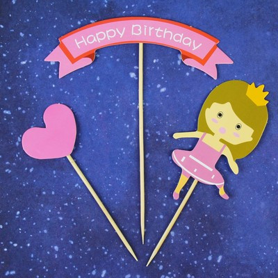 Набор для изготовления топперов «День рождения принцессы», 10 шт. Набор для изготовления топперов «День рождения принцессы», 10 шт.