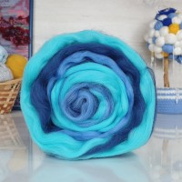 Полутонкая шерсть (для валяния) - 1518 мульти(лесн.колок./бирюза/джинсовый)