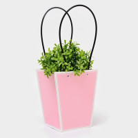 Сумка для цветов розовая влагостойкая, 17x17-11.5x11.5-20 см 3 (10 шт.)