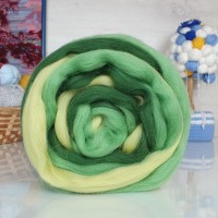 Полутонкая шерсть (для валяния) - 1519 (мульти(з.ябл./мор.водор./липа))