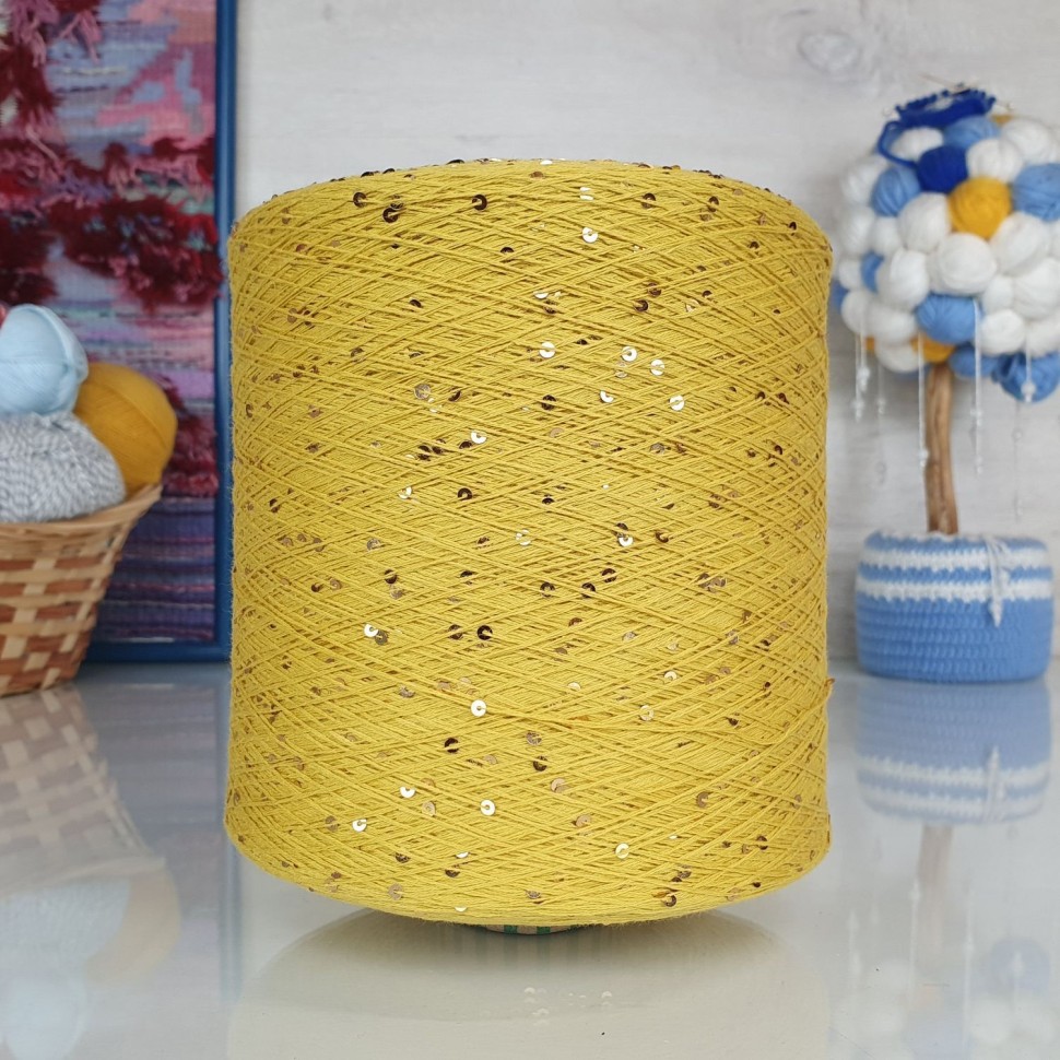 Kolibri с пайетками - 027 (горчица с золот.пайет)