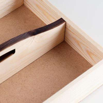 Кашпо деревянное с фигурной ручкой 27,5х20х5 см, цвет натуральный