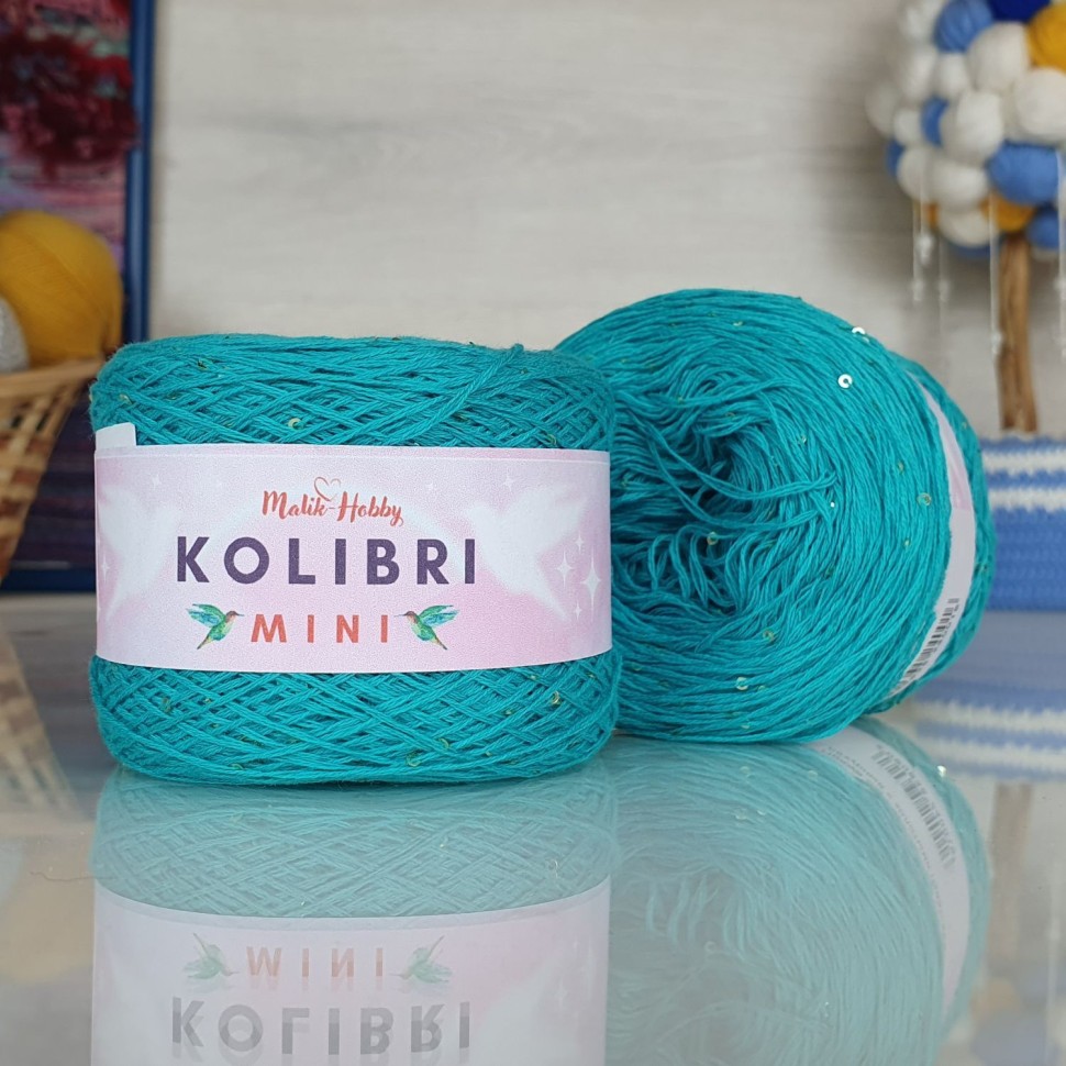 Колибри мини - 006 (лазурный с золотыми пайетками)