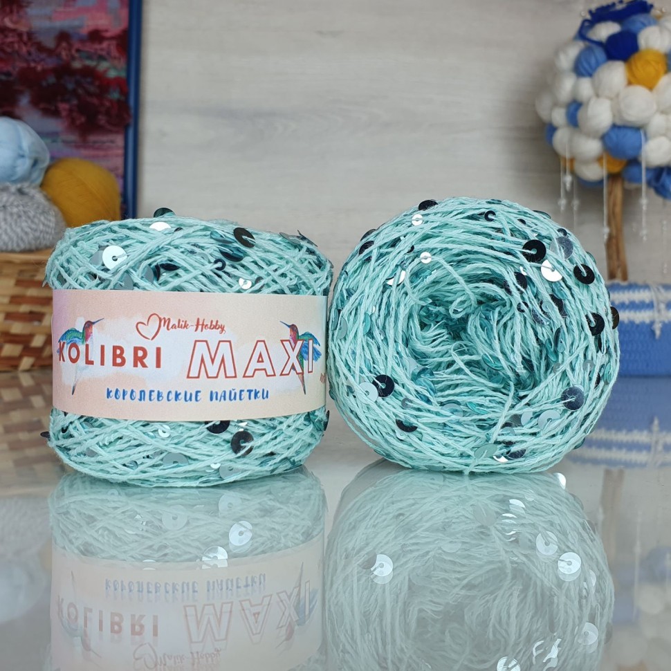 Колибри макси королевские пайетки - 060 (мята с серебряными пайет.)