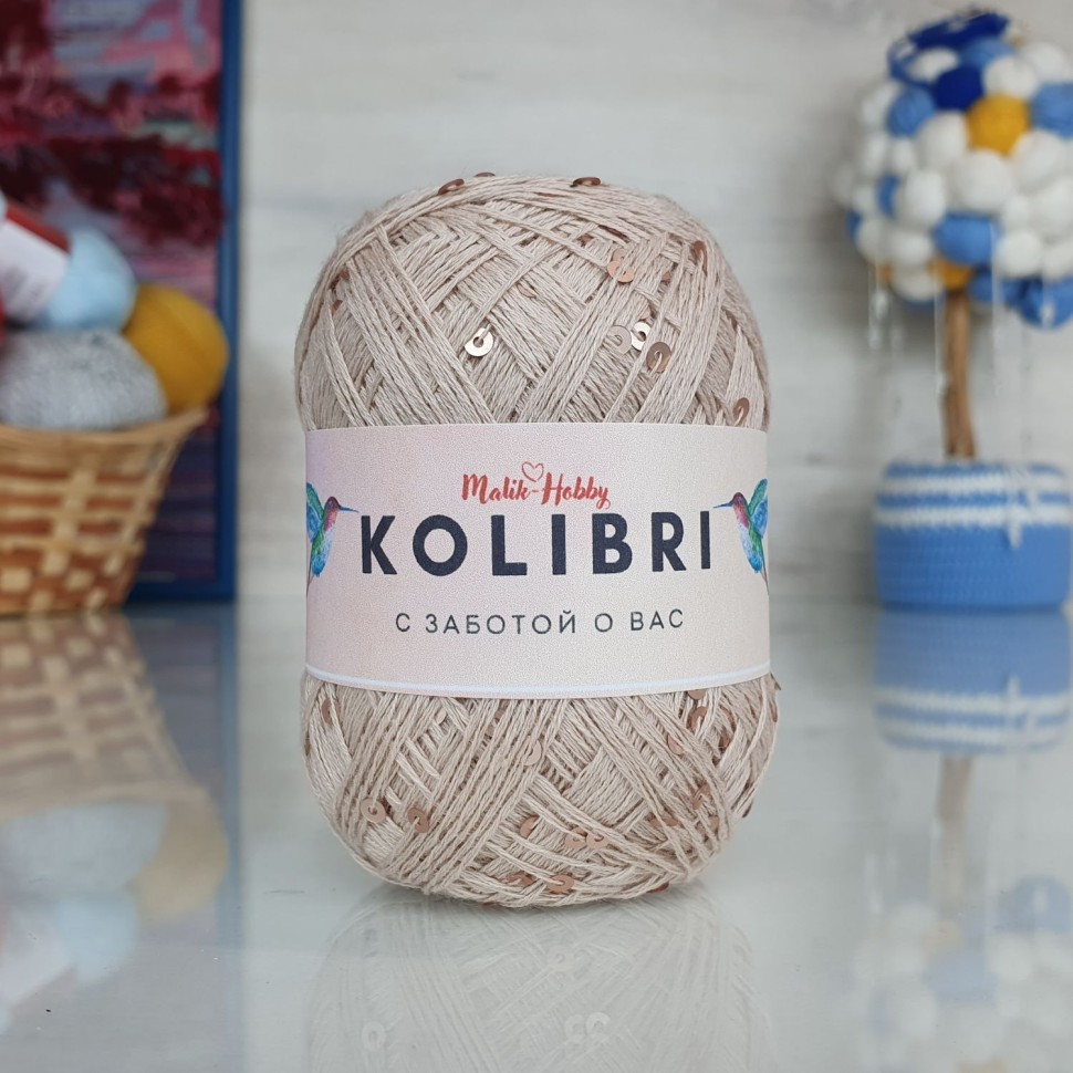 Kolibri с пайетками - 028 (бжевый с бежевыми пайетками)