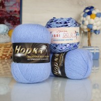 Набор Пух норки и пайетки - 34 (825+149) (голубой с сиреневыми пайетками)