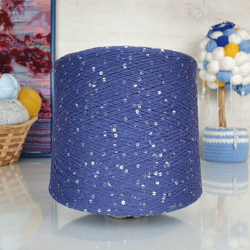 Kolibri с пайетками - 029 (синий с сереб.пайет)