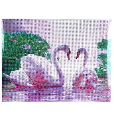 Алмазная вышивка с полным заполнением «Лебеди на озере», 30х40 см, на раме Алмазная вышивка с полным заполнением «Лебеди на озере», 30х40 см, на раме