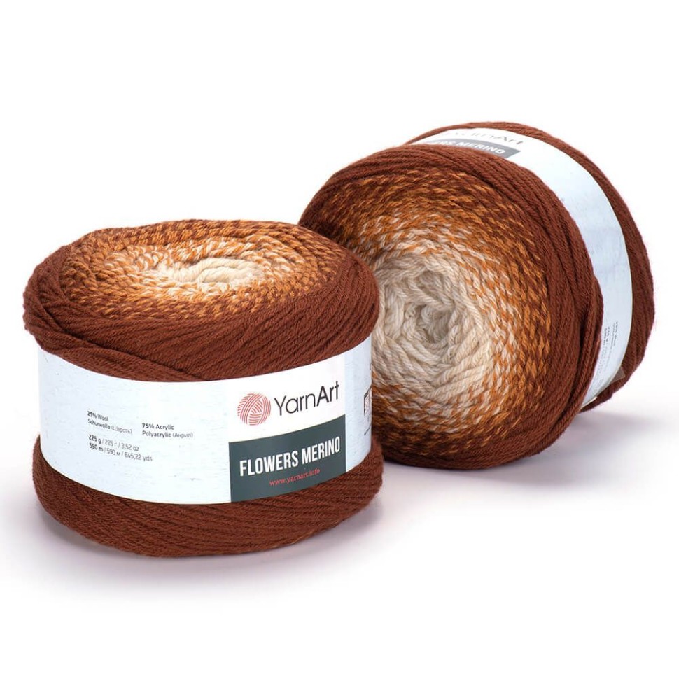 Flowers Merino (YarnArt) - 537 (корич/беж/суров)