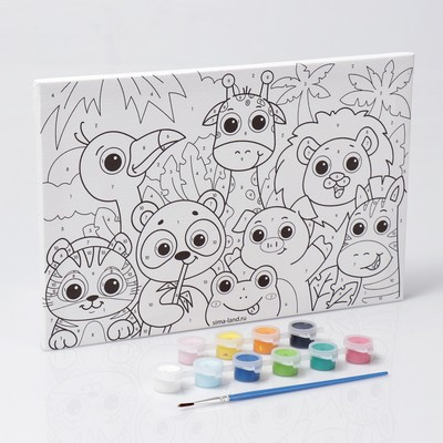 Картина по номерам «Яркие зверята» 20 × 30 см