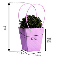 Сумка для цветов тиснение сиреневая влагостойкая, 17x17-11.5x11.5-20 см (10 шт.)