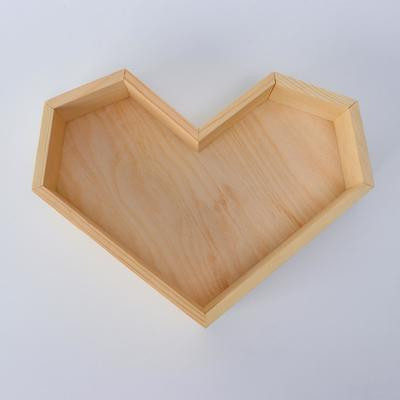 Кашпо деревянное 25×4.5 см "Сердце" подарочное, натуральный