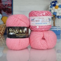 Набор Пух норки и пайетки - 39 (813+205) (розовый с прозрачными пайетками)