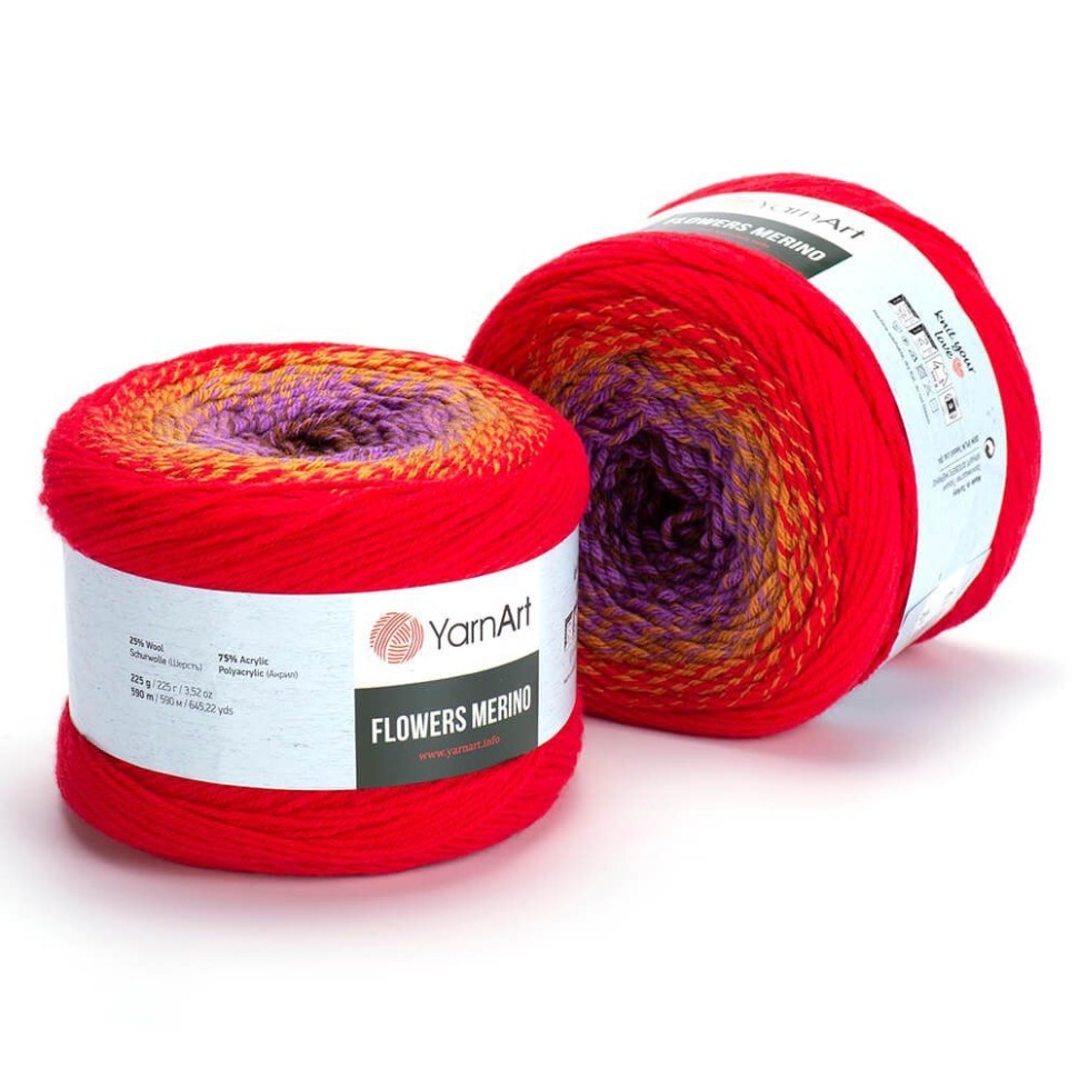 Flowers Merino (YarnArt) - 541 (красн/сирен/корич)