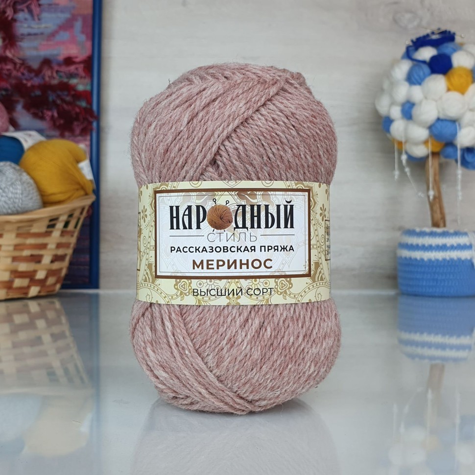 Меринос Народный стиль 100 г - 007 (розовый)