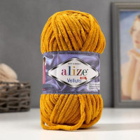 Пряжа &quot;Velluto&quot; 100% микрополиэстер 68м/100гр (02 жёлтый)