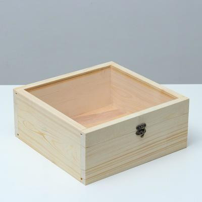Подарочный ящик 25×25×11 см деревянный, крышка оргстекло 3 мм Подарочный ящик 25×25×11 см деревянный, крышка оргстекло 3 мм