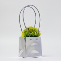 Сумка для цветов серебро, влагостойкая, 13х12х12 см (10 шт.)