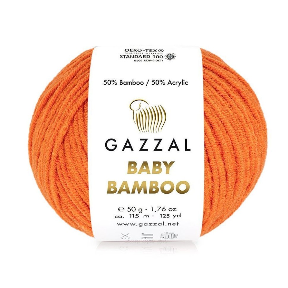 Пряжа Baby Bamboo, Gazzal - 95202 (оранжевый)
