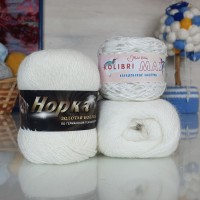 Набор Пух норки и пайетки - 41 (801+163) (белый с прозрачными пайетками)