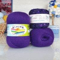 Набор Пух кролика + пайетки - 43 (236+058) (фиолетовый с блестящими пайетками)