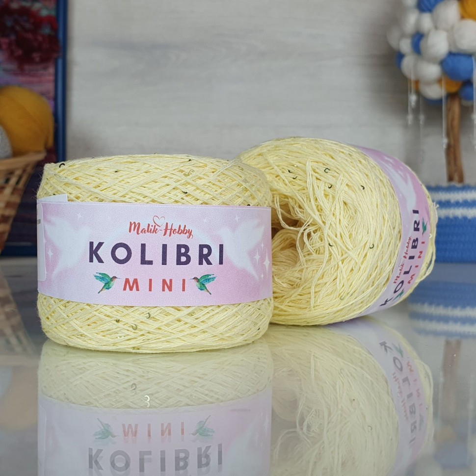 Колибри мини - 015 (св.желтый с золотыми пайетками)