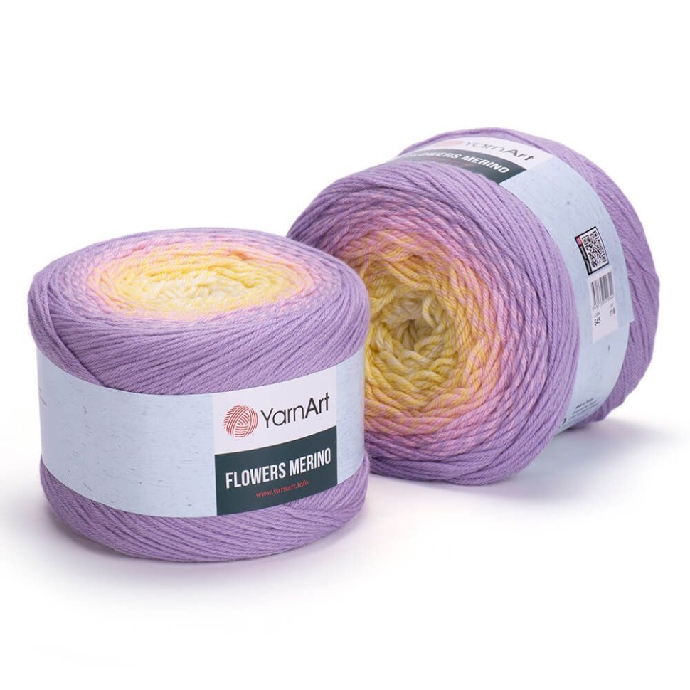 Flowers Merino (YarnArt) - 545 (сирен/роз/желт)